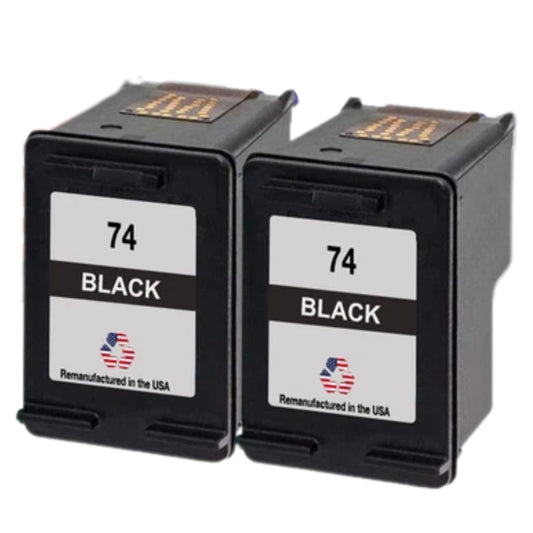 JIT Brand for HP 74 (CB335WN) Black Twin Pack Remanufactured in the USA Ink Cartridges