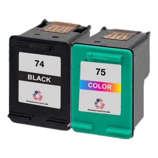 JIT Brand for HP 74 Black / 75 Color Combo Pack Remanufactured in the USA Ink Cartridges