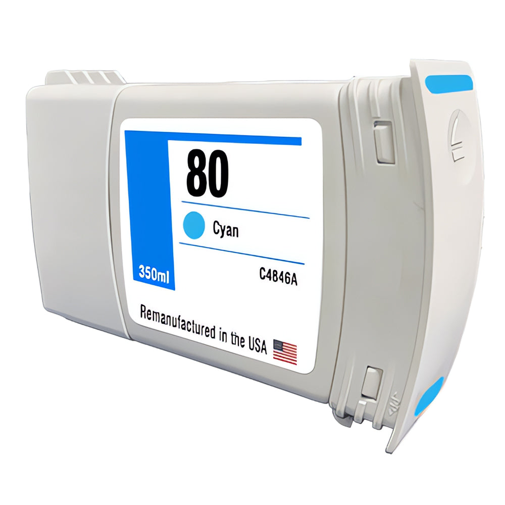 JIT Brand for HP 80 350mL (C4846A) Cyan Remanufactured in the USA Ink Cartridge