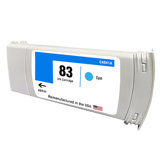 JIT Brand for HP 83 UV 680mL (C4941A) Cyan Remanufactured in the USA Ink Cartridge