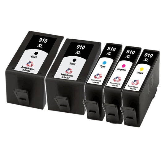 DoorStepInk Brand for HP 910XL 2 Black / 3 Color Remanufactured in the USA Ink Cartridges 5-pack
