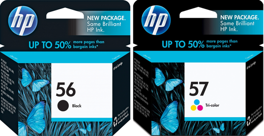 Genuine HP 56 Black and 57 Tricolor Ink Cartridges- Combo Pack