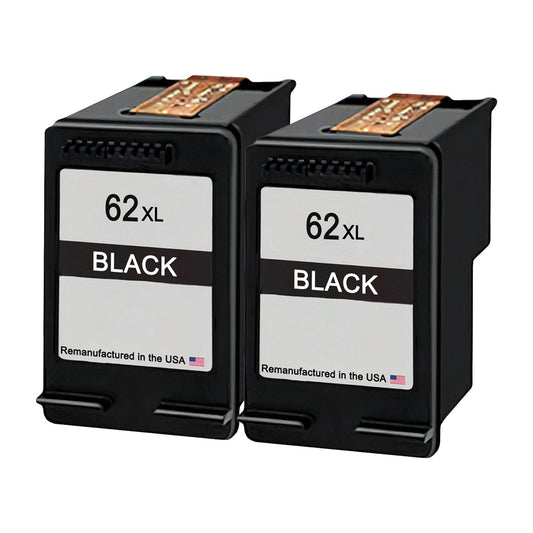JIT Brand for HP 62XL (C2P05AN) Black Twin Pack Remanufactured in the USA Ink Cartridges