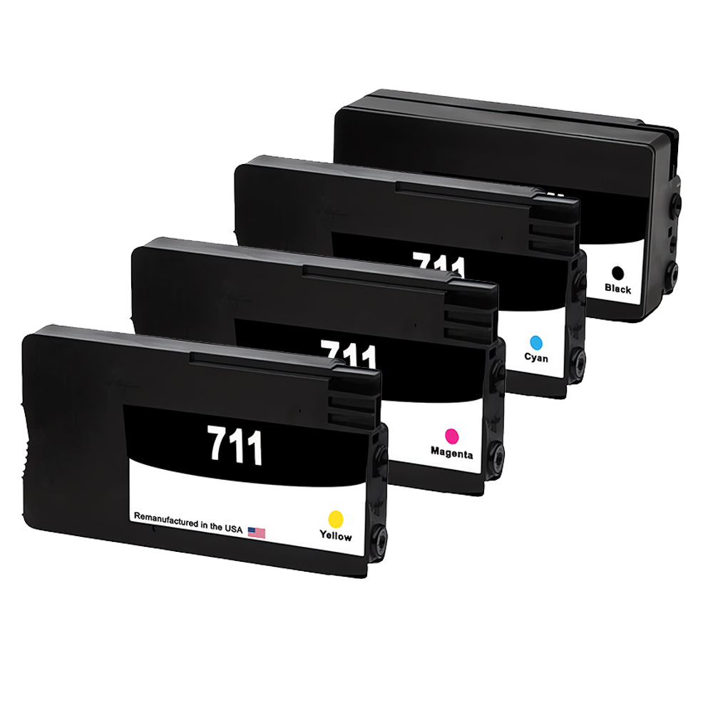 JIT Brand for HP 711XL 1 Black / 711 3 Color 4-pack Remanufactured in the USA Ink Cartridge
