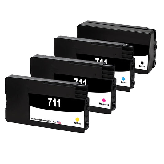JIT Brand for HP 711XL 1 Black / 711 3 Color 4-pack Remanufactured in the USA Ink Cartridge