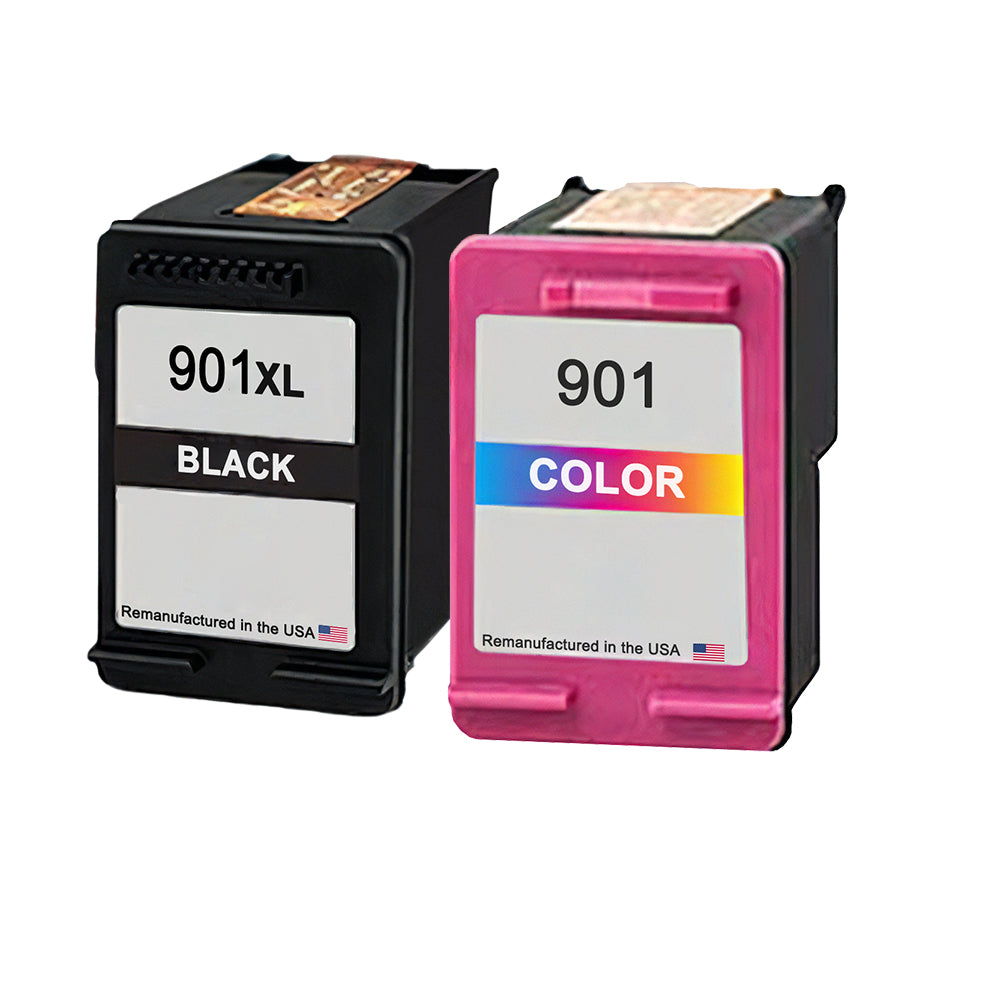 JIT Brand for HP 901XL Black / 901 Tri-Color Combo Pack Remanufactured in the USA Ink Cartridges