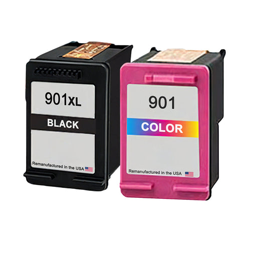 JIT Brand for HP 901XL Black / 901 Tri-Color Combo Pack Remanufactured in the USA Ink Cartridges