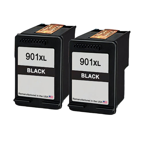 JIT Brand for HP 901XL (CC654AN) Black Twin Pack Remanufactured in the USA Ink Cartridges