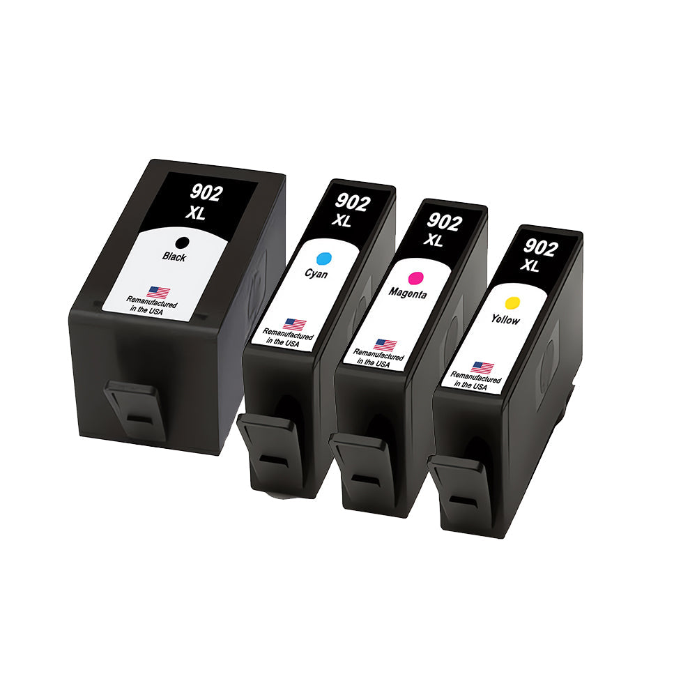 JIT Brand for HP 902XL 1 Black / 3 Color 4-pack Remanufactured in the USA Ink Cartridges