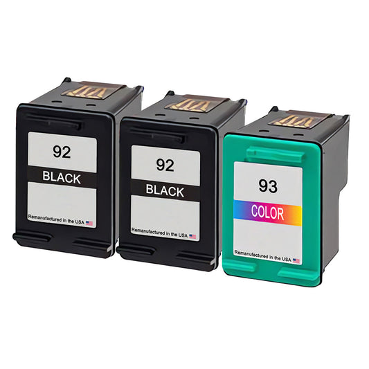 JIT Brand for HP 92 2 Black / 93 1 Color Remanufactured in th e USA Ink Cartridges 3-Pack