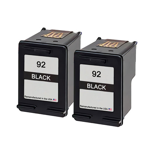 JIT Brand for HP 92 (C9362WN) Black Twin Pack Remanufactured in the USA Ink Cartridge