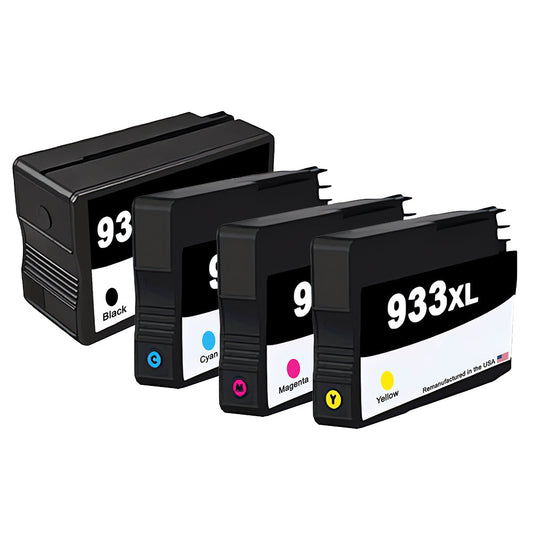 JIT Brand for HP 932XL 1 Black / 933XL 3 Color 4-pack Remanufactured in the USA Ink Cartridges