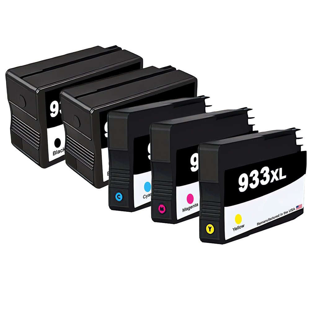 JIT Brand for HP 932XL 2 Black / 933XL 3 Color 5-pack Remanufactured in the USA Ink Cartridges