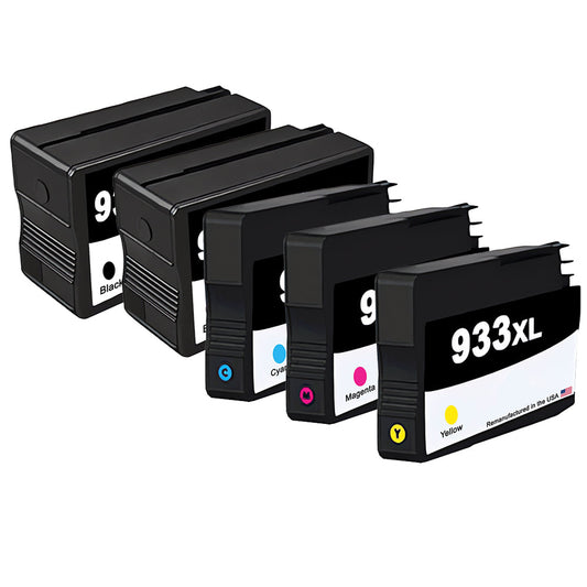 JIT Brand for HP 932XL 2 Black / 933XL 3 Color 5-pack Remanufactured in the USA Ink Cartridges