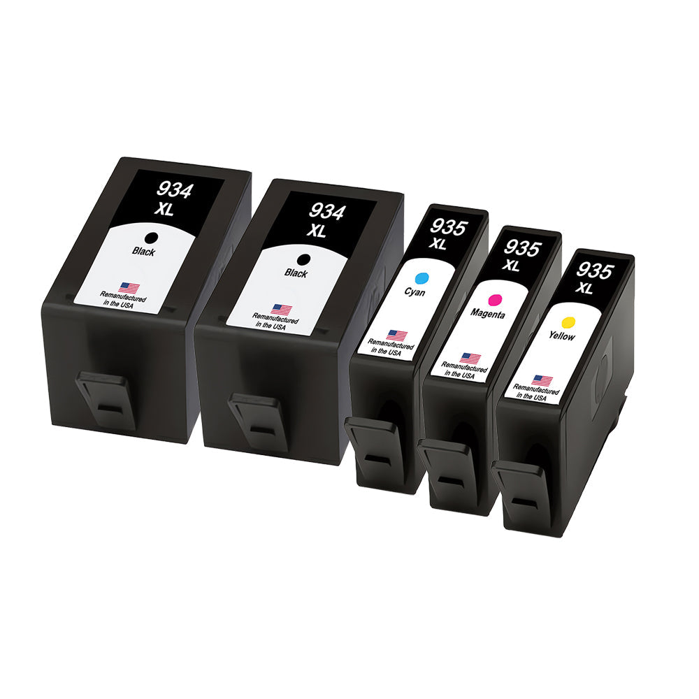 JIT Brand for HP 934XL 2 Black / 935XL 3 Color Remanufactured in the USA Ink Cartridges 5-pack