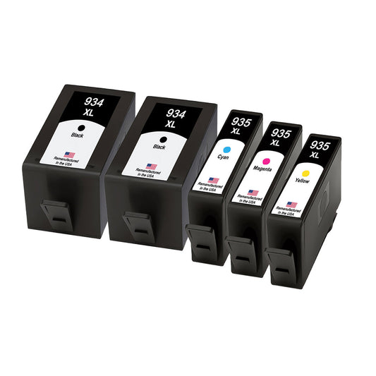 JIT Brand for HP 934XL 2 Black / 935XL 3 Color Remanufactured in the USA Ink Cartridges 5-pack