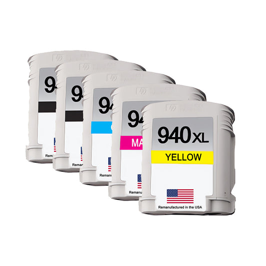 JIT Brand for HP 940XL 2 Black / 3 Color Remanufactured in the USA Ink Cartridges 5-pack