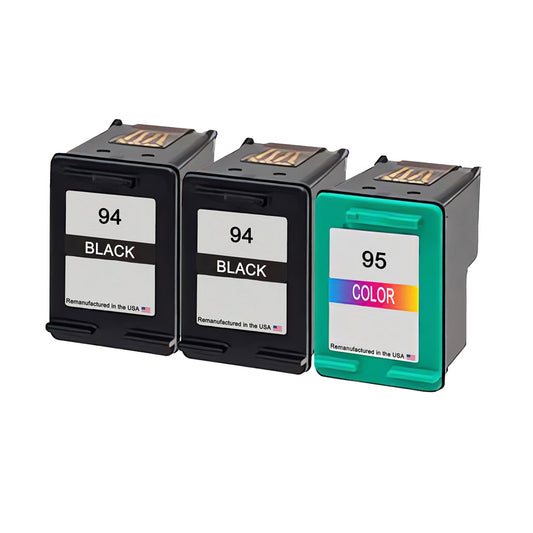JIT Brand for HP 94 2 Black / 95 1 Tri-Color 3-Pack Remanufactured in the USA Ink Cartridge