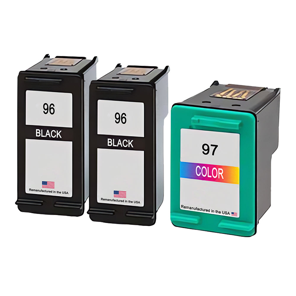 JIT Brand for HP 96 2 Black / 97 1 Color 3-Pack Remanufactured in the USA Ink Cartridges