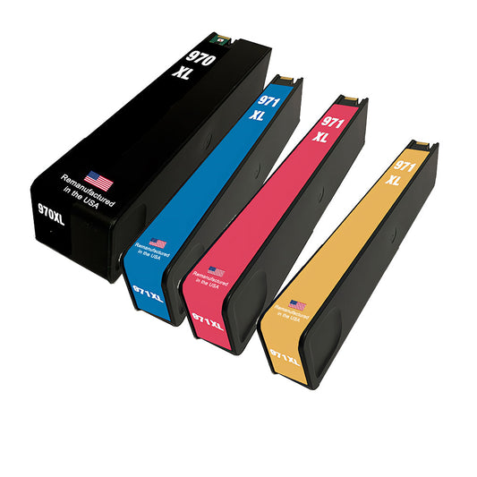 JIT Brand for HP 970XL 1 Black / 971XL 3 Color 4-pack Remanufactured in the USA Ink Cartridges