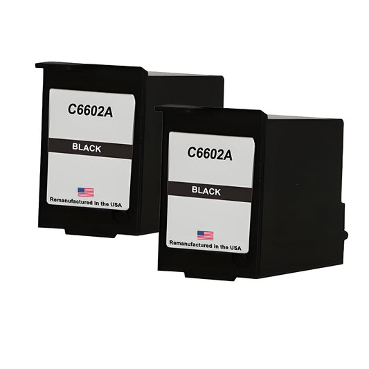 JIT Brand for HP C6602A Black Twin Pack Remanufactured in the USA Ink Cartridge