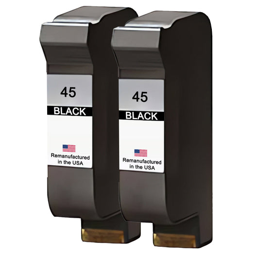 JIT Brand for HP 45 (51645A) Black Twin Pack Remanufactured in the USA Ink Cartridges