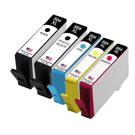 JIT Brand for HP 564XL Black, Photo Black / 3 Color 5-pack Remanufactured in the USA Ink Cartridges