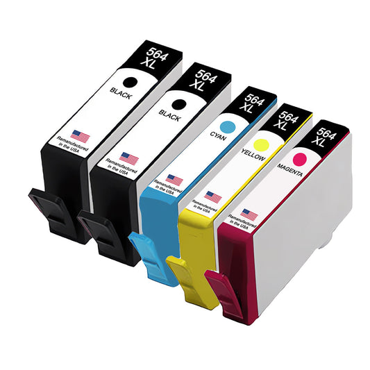 JIT Brand for HP 564XL 2 Black / 3 Color 5-pack Remanufactured in the USA Ink Cartridges