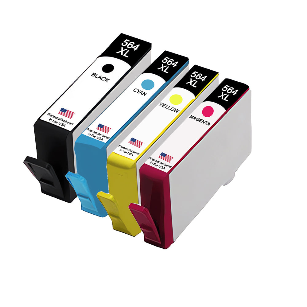 JIT Brand for HP 564XL 1 Black / 3 Color 4-pack Remanufactured in the USA Ink Cartridges