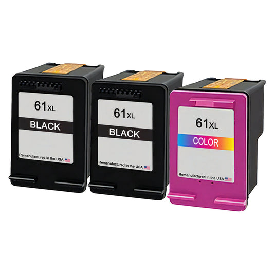 JIT Brand for HP 61XL 2 Black / 1 Color 3-Pack Remanufactured in the USA Ink Cartridges