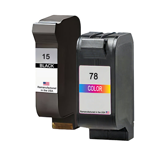 JIT Brand for HP 15 Black / 78 Color Combo Pack Remanufactured in the USA Ink Cartridges