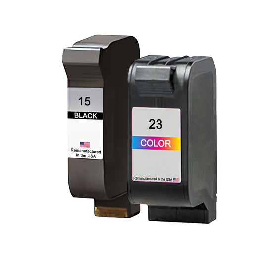 JIT Brand for HP 15 Black / 23 Color Combo Pack Remanufactured in the USA Ink Cartridges