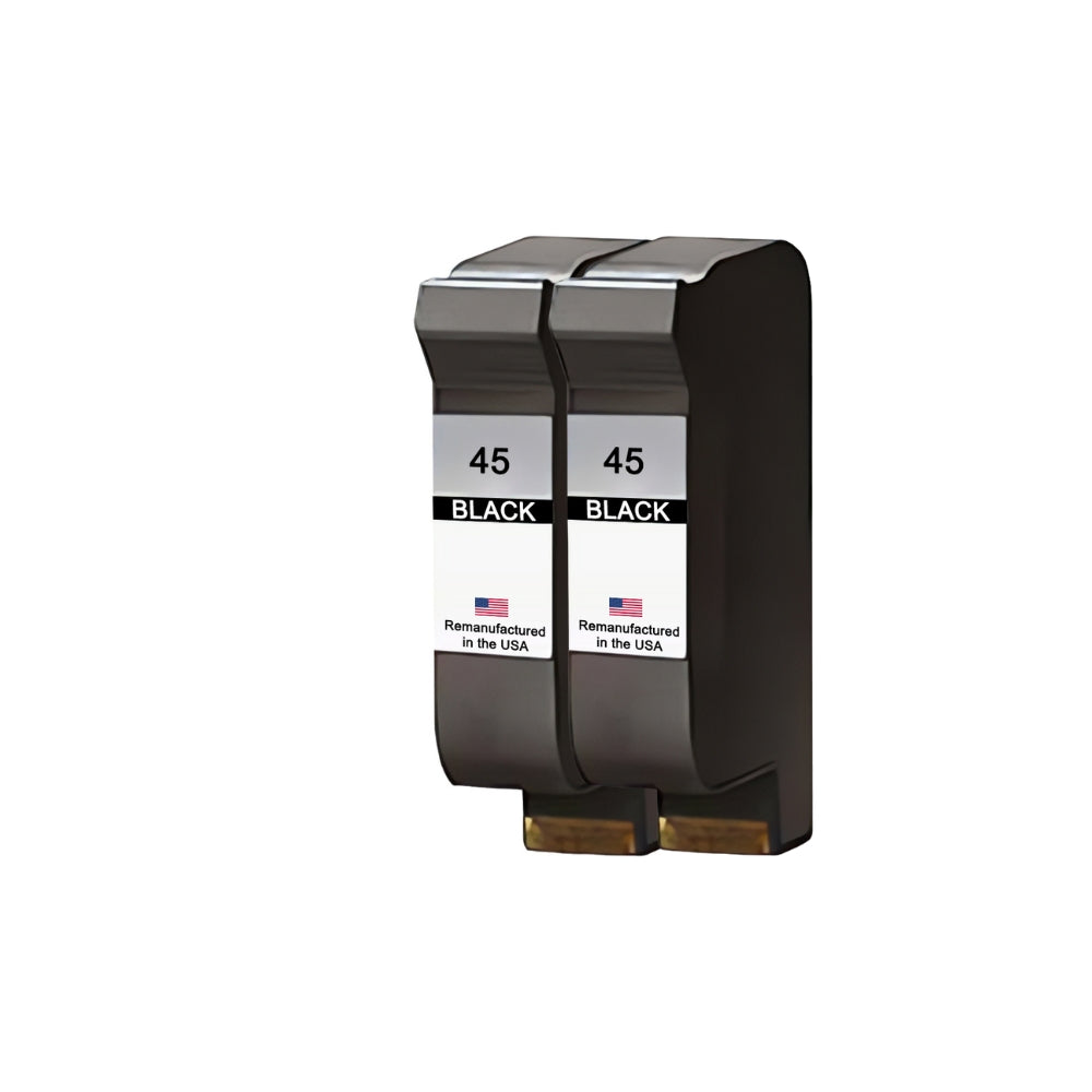 JIT Brand for HP 45 (51645A) Black Twin Pack Remanufactured in the USA Ink Cartridges