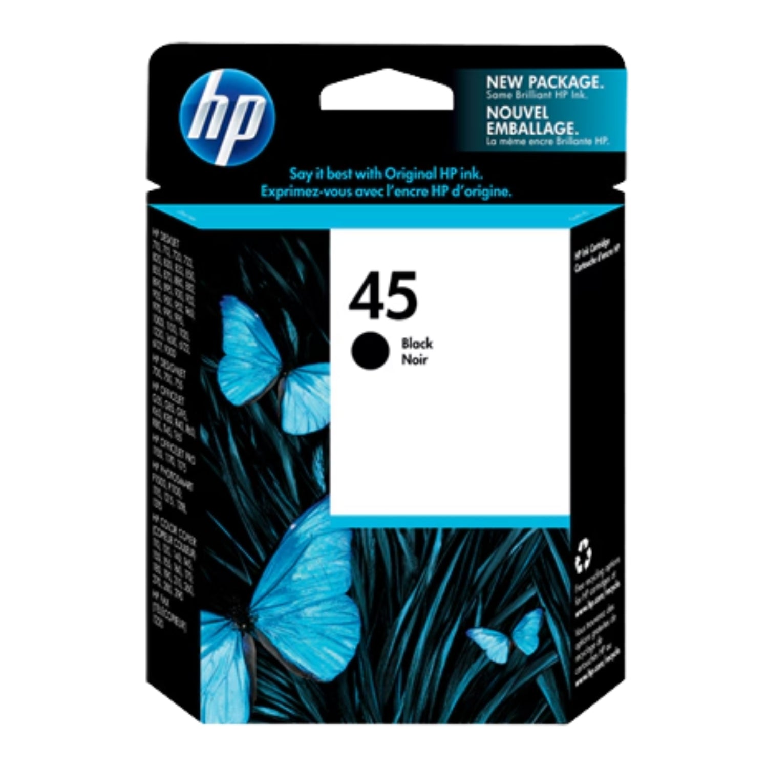 Genuine HP 45 Standard Yield Black Ink Cartridge, 51645