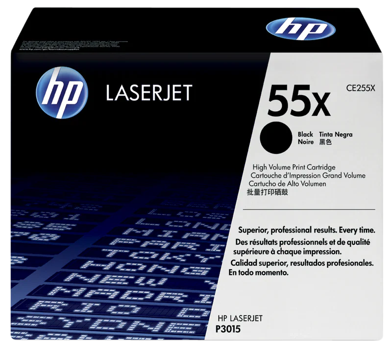 HP 55X High Yield Black LaserJet Toner Cartridge, CE255X 