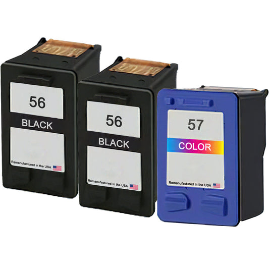 JIT Brand for HP 56 2 Black / 57 1 Color 3-Pack  Remanufactured in the USA Ink Cartridges