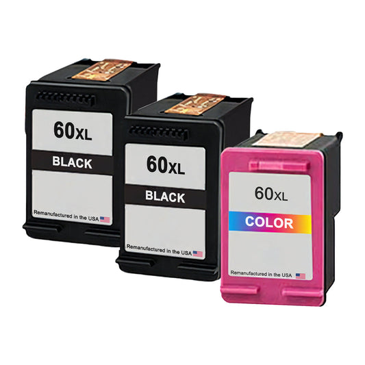 JIT Brand for HP 60XL 2 Black / 1 Color Remanufactured in the USA Ink Cartridges