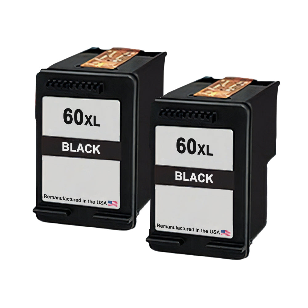 JIT Brand for HP 60XL (CC641WN) Black Remanufactured in the USA Ink Cartridges Twin Pack