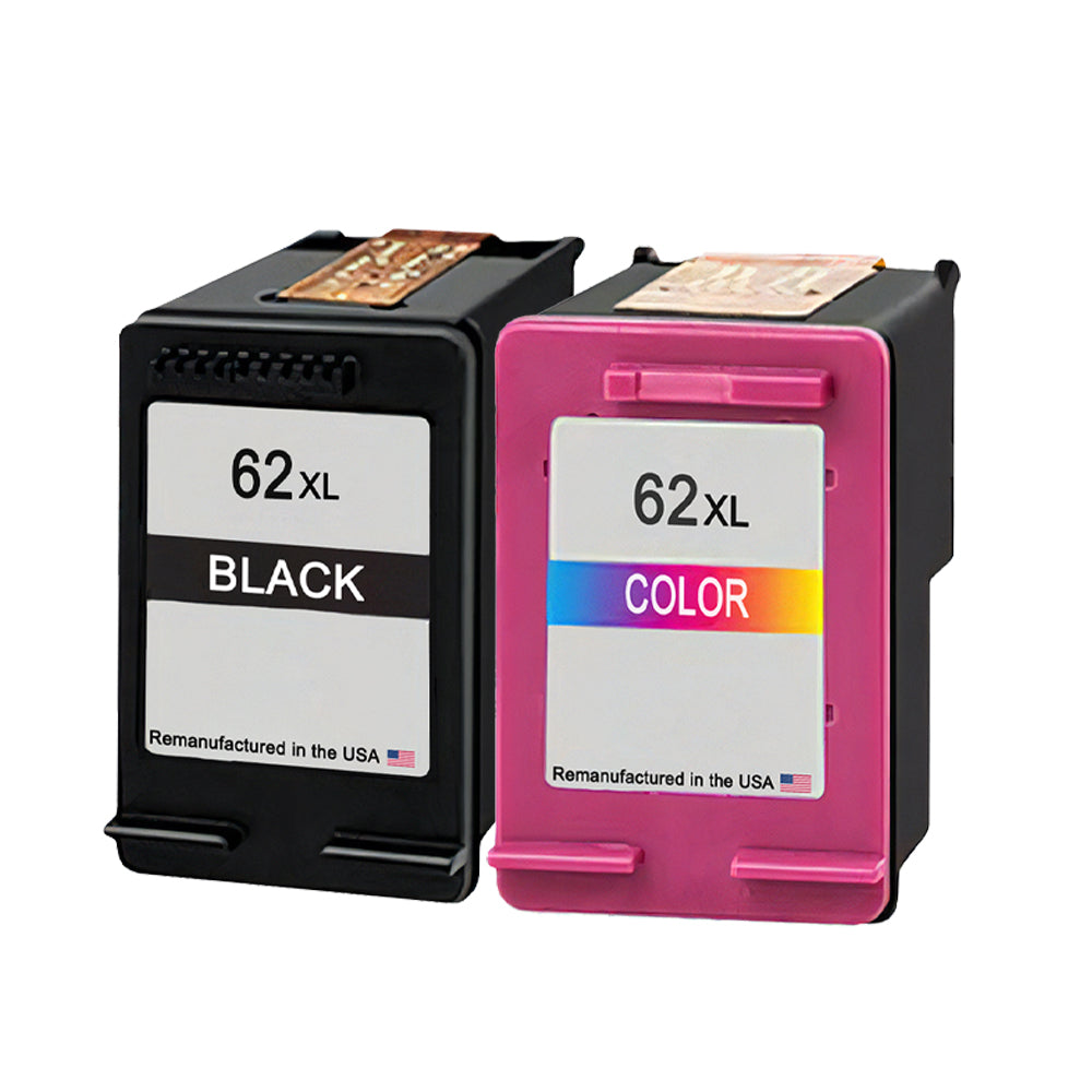 JIT Brand for HP 62XL Black / Tri-Color Combo Pack Remanufactured in the USA Ink Cartridges