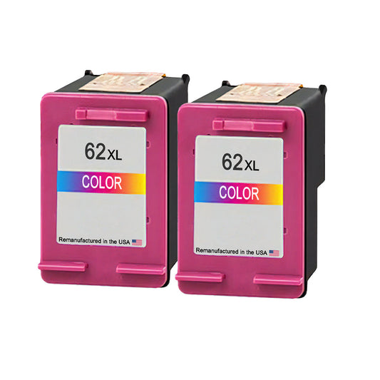 JIT Brand for HP 62XL (C2P07AN) Tri-Color Twin Pack Remanufactured in the USA Ink Cartridges