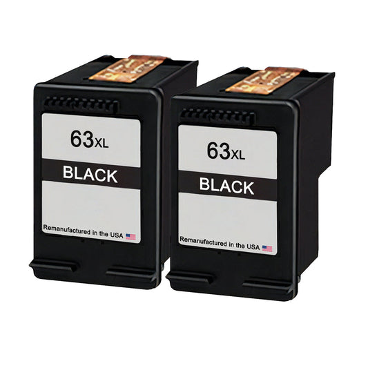 JIT Brand for HP 63XL (F6U64AN) Black Twin Pack Remanufactured in the USA Ink Cartridges