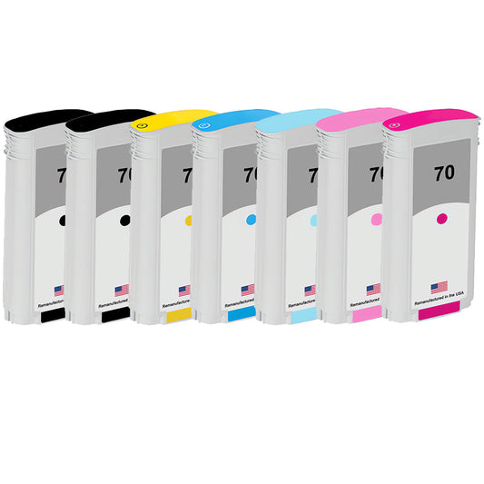 JIT Brand for HP 70 130-ml 7-Pack Remanufactured in the USA Ink Cartridges