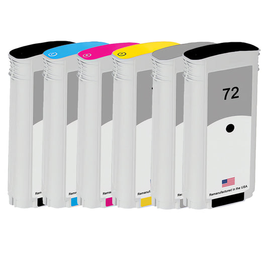 JIT Brand for HP 72 130-ml 6-Pack Remanufactured in the USA Ink Cartridges
