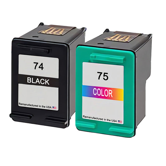 JIT Brand for HP 74 Black / 75 Color Combo Pack Remanufactured in the USA Ink Cartridges