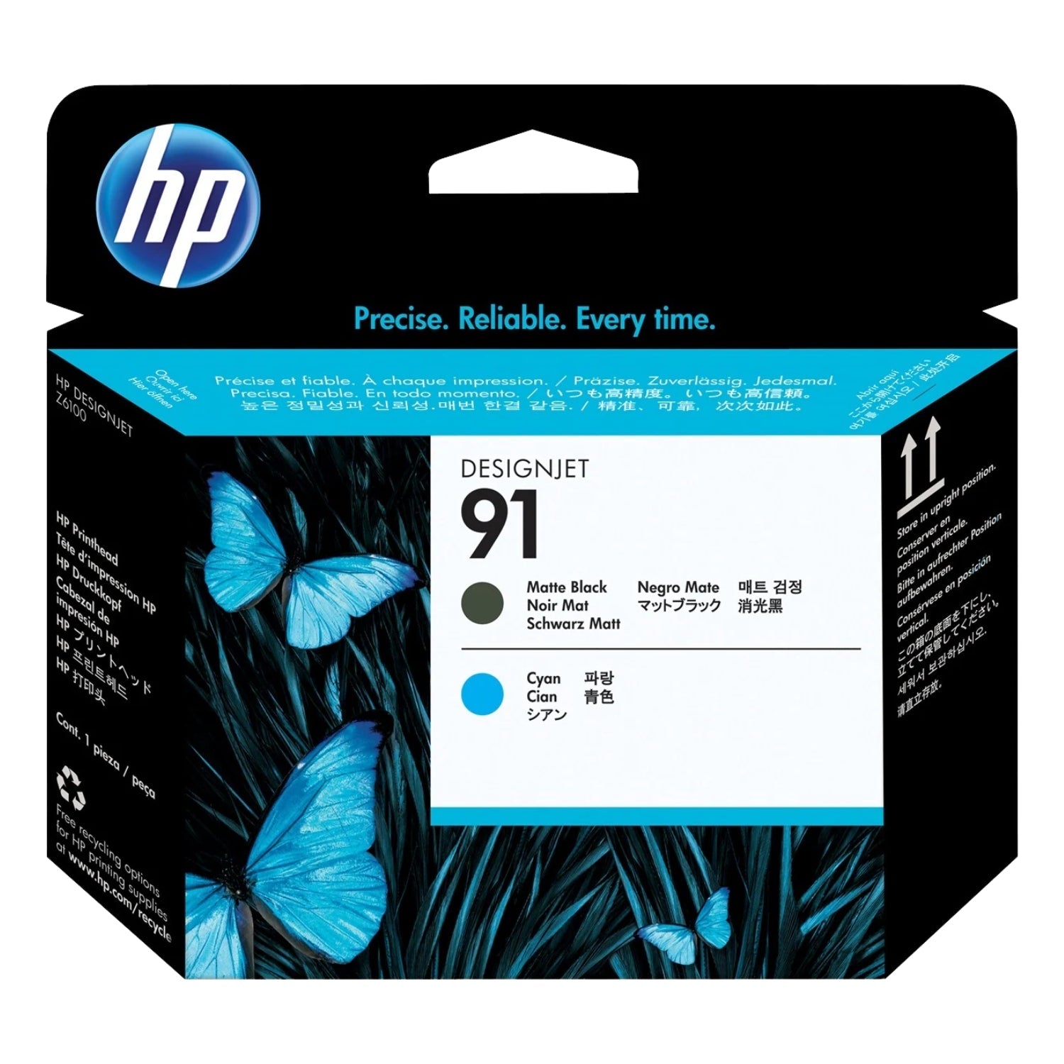 Original HP 91 (C9460A) Matte Black and Cyan Printhead Cartridge