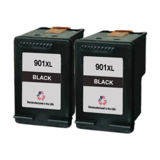 JIT Brand for HP 901XL (CC654AN) Black Twin Pack Remanufactured in the USA Ink Cartridges