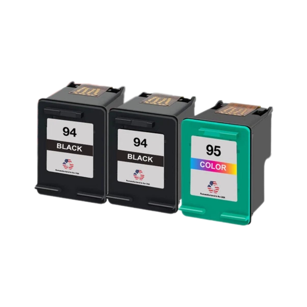 JIT Brand for HP 94 2 Black / 95 1 Tri-Color 3-Pack Remanufactured in the USA Ink Cartridge