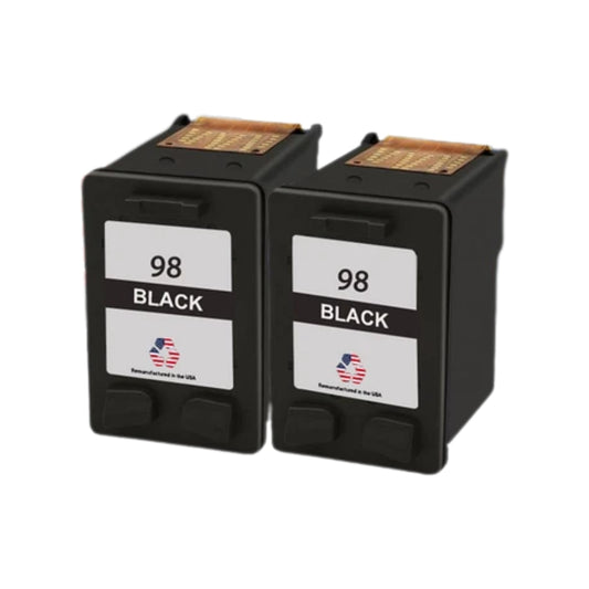 DoorStepInk Brand for HP 98 (C9364WN) Black Twin Pack Remanufactured in the USA Ink Cartridges