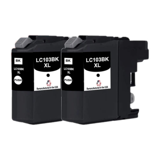 JIT Brand for Brother LC103BK XL High Yield Black Twin Pack Remanufactured in the USA Ink Cartridge