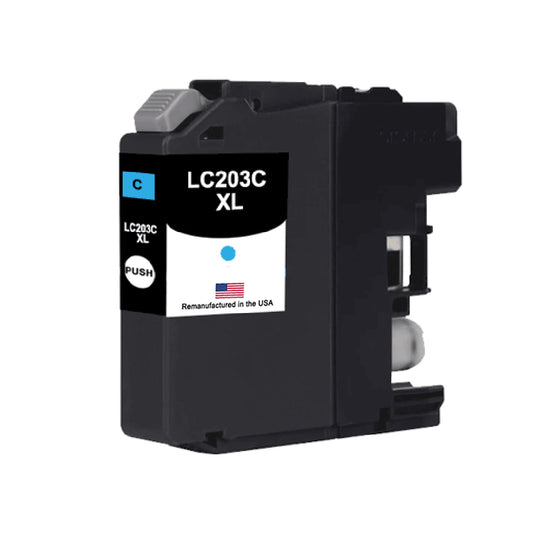 JIT Brand for Brother LC203C XL High Yield Cyan Remanufactured in the USA Ink Cartridge